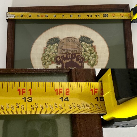 Vintage Framed Grape Vineyard Cross-Stitch Art - Picture 5 of 7